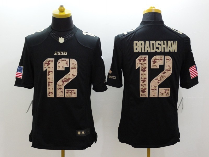 Men's Pittsburgh Steelers Terry Bradshaw #12 Black Jersey